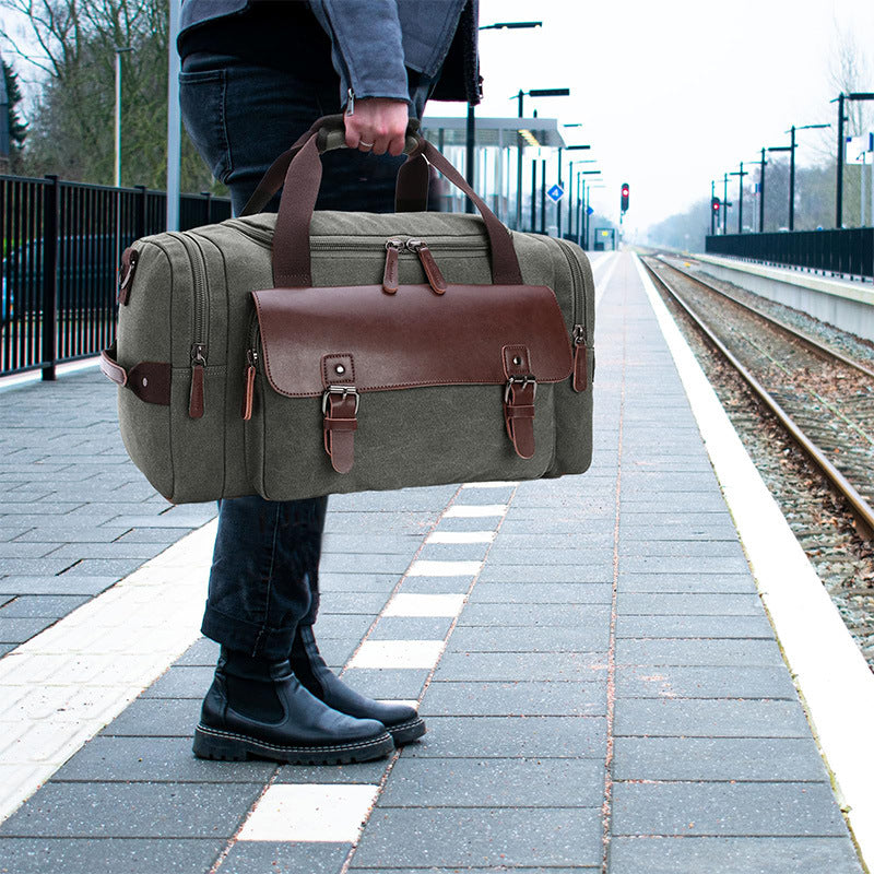 Retro style travel bag shoulder messenger bag hand luggage bag large capacity travel canvas bag luggage bag wholesale