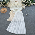 Noble socialite work clothing style red two-piece set female autum silmpleated skirt cloak waist suitelegance