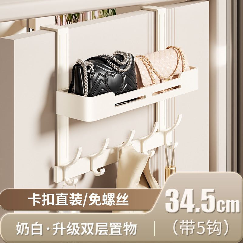 Over-the-door hook rack - no drilling required! perfect for hanging clothes, keys, and hats. a space-saving organizer for your bedroom or entryway