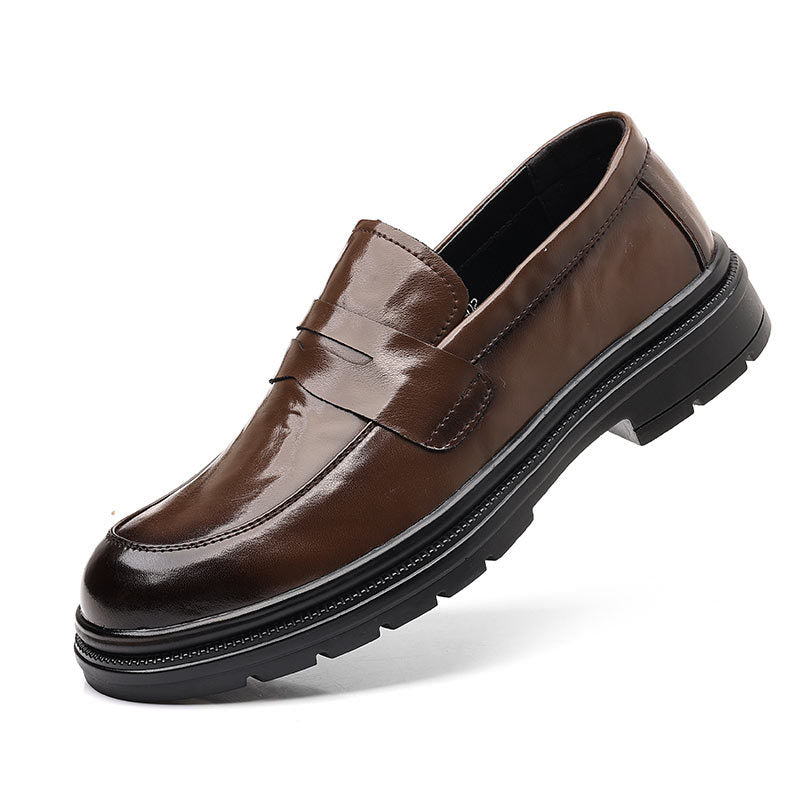 Genuine leather men's loafers - business casual slip-on shoes, versatile, trendy, and comfortable