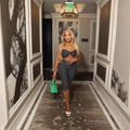 Fashion cross-border new arrival women's fashion spot printing sexy suspender tops waist-length hip-lifting 7-point pants suit for women
