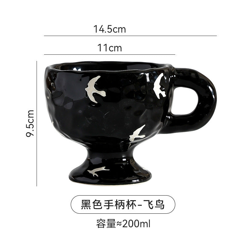 Stylishcasual ceramic creative mug hand-kneaded asymmetrical couple hand gift drinking cup tea cup tall coffee cup