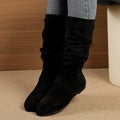 Exportplus sizeknee socks boots women's fall and winternew arrival side zipper pleated pile boots flats suede western boots wholesale