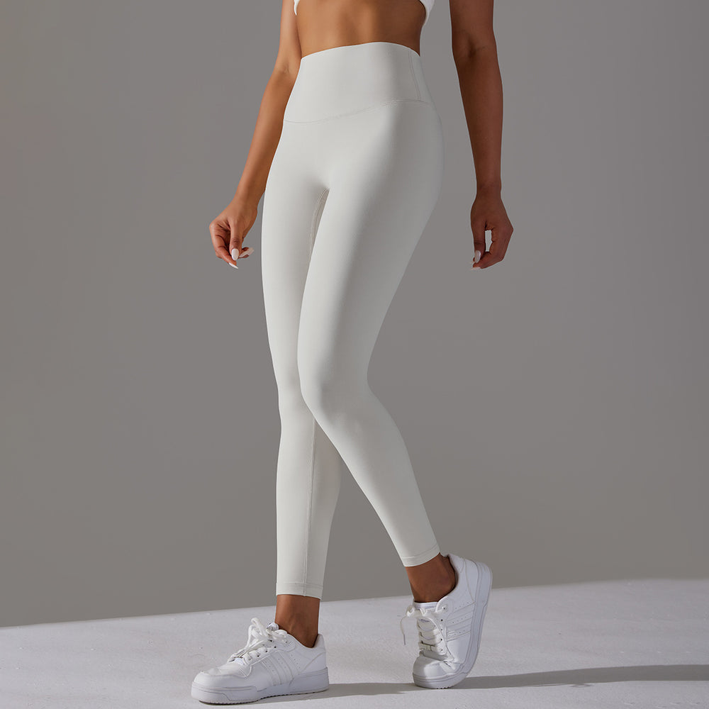 Fashionhigh waist tummy control nude yoga pants for women without embarrassing lines hip lifting elastic leggings peach sports fitness pants
