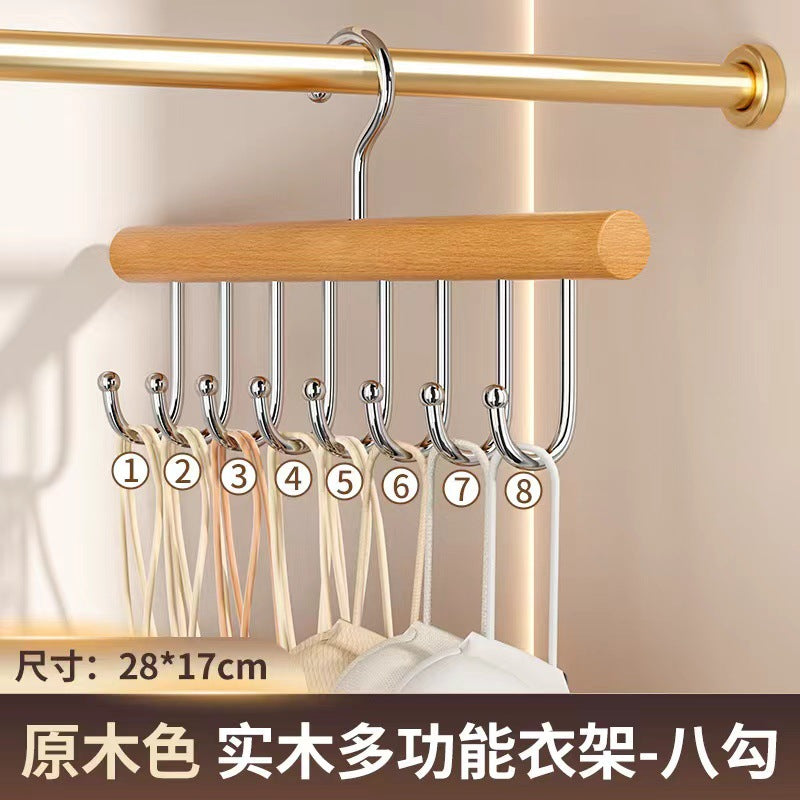 Solid wood clothes hanger intimates vest wooden storage rack tie hanging multi-function hook clothing store clothes drying rack wholesale