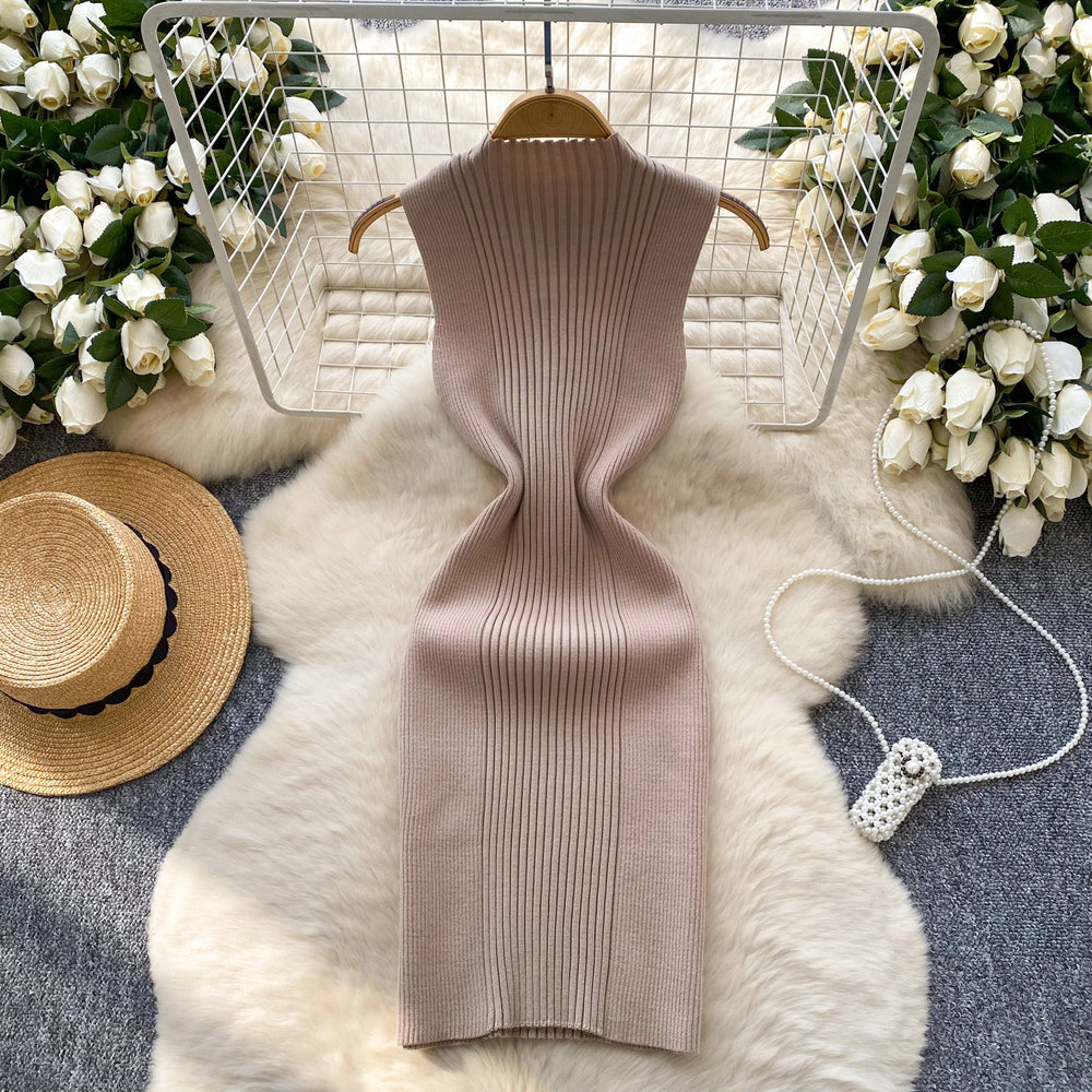 Goddess style elegantcut out twist tube top sleeveless knittingdress women's summer silm slimming look hot girl hip cover skirt