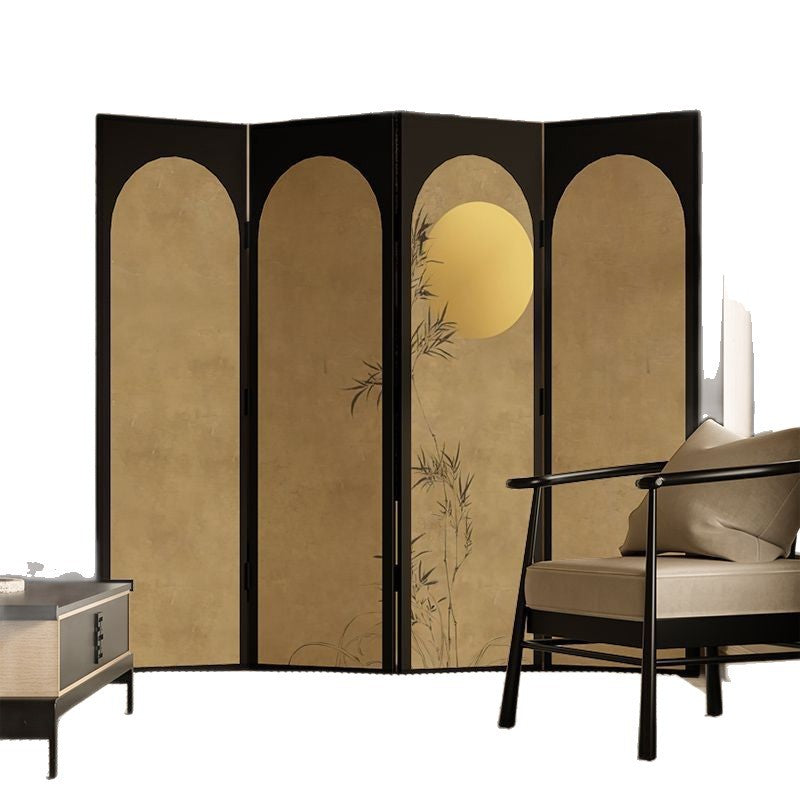 New chinoiserie screen foldablemovable living room entrance tea room bedroom bedside folding screen bamboo moon