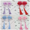 Hair accessories, hairpins, kids, girls, han dynasty accessories, gold edge tassels, costumes, ribbons, chinese style, antique style, pink