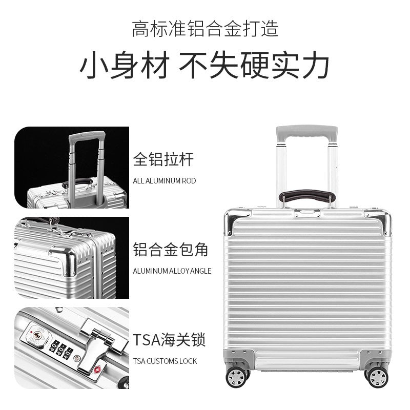 All-aluminum magnesium alloy trolley case 18-inch boarding case 20-inch suitcase bag all-metal small suitcase password box