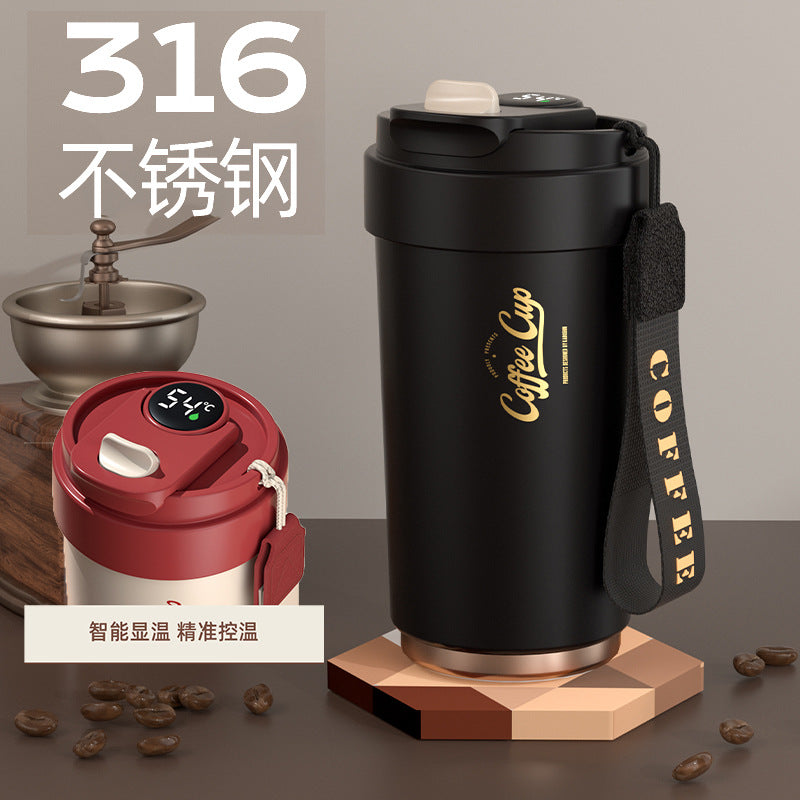 Wholesale 316 retro smart coffee mug - ceramic liner, insulated hot & cold water bottle, portable car cup, personalized engraving available