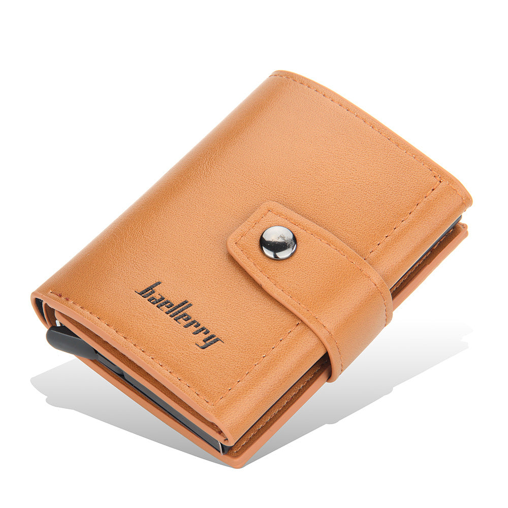 Baellerry's new men's card bag, European and American RFID aluminum box, elastic card, multi-card anti-magnetic buckle card cover wallet