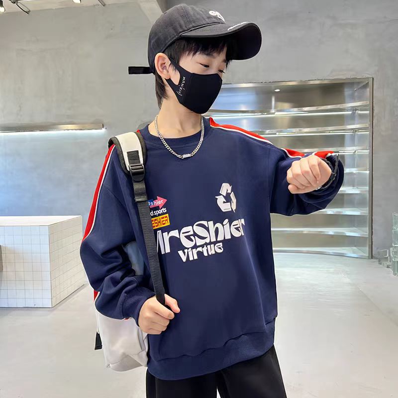 Boys' long-sleeve crew neck t-shirt - new spring/autumn  collection - stylish, casual base layer/sweatshirt for mid-to-large children - korean style