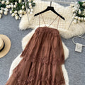 French chic sleeveless lace cami dress - summer sweetheart open back tiered maxi dress - slimming vacation style