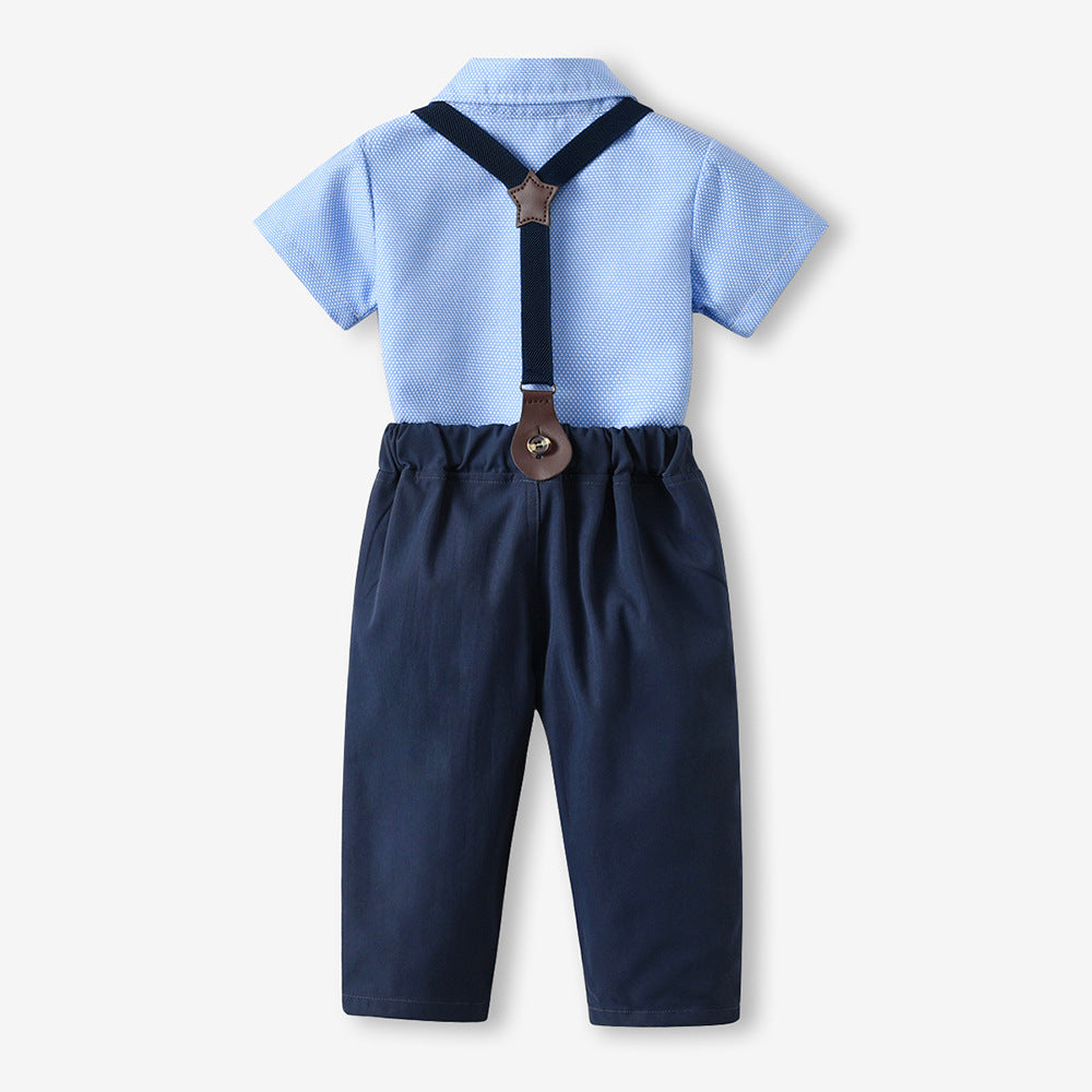 Export children's clothing boys' formal wear kids' suit boy's short-sleeved shirt emcee performance costume flower girl baby's first birthday outfit