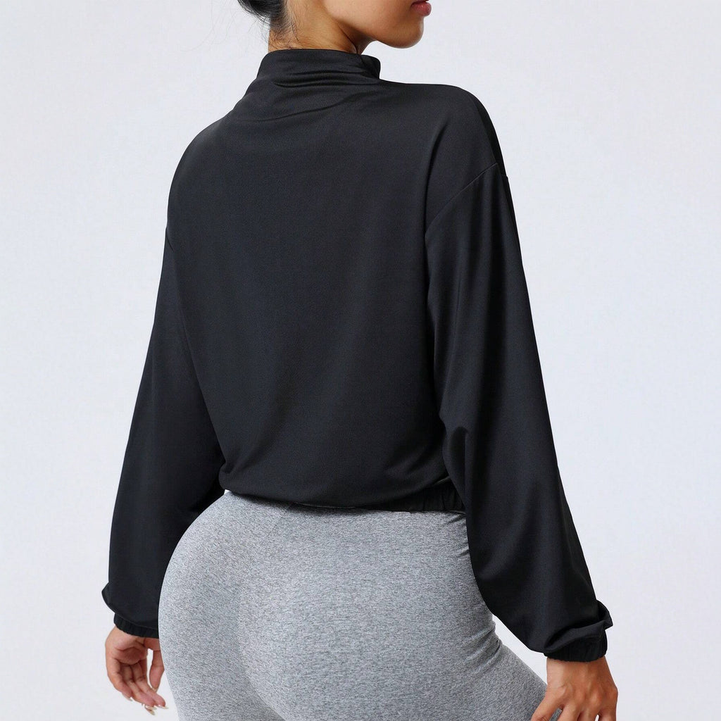 Pre-sale of European and American  women's new Korean version of popular women's clothing, black stand-up collar loose zipper sports jacket outside yoga