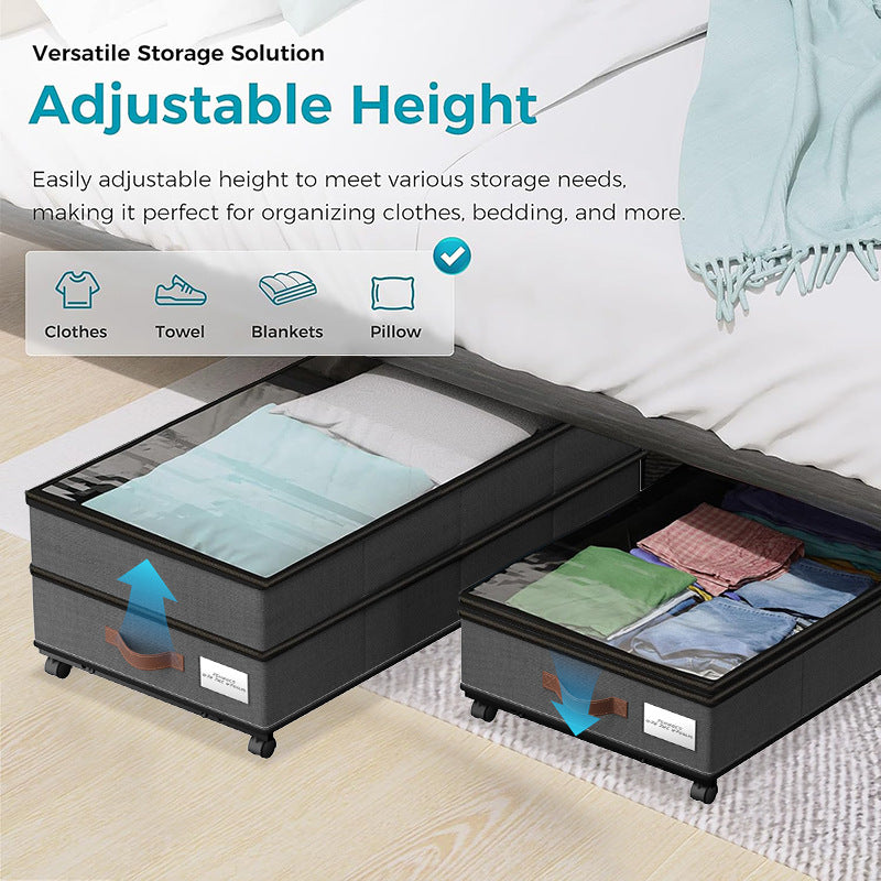 Cross-border new double-layer adjustable bed bottom storage frame, under-bed storage box, closed large heightening clothing storage box