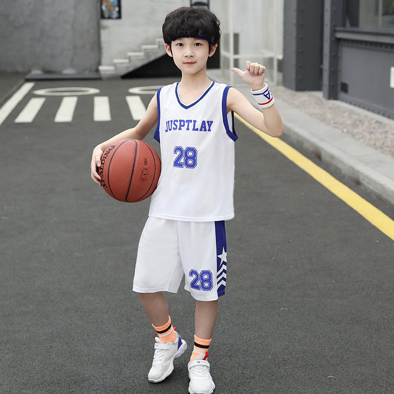 Kids' t-shirts & tank tops, student basketball jerseys, boys' casual middle school sports sets, summer sleeveless shorts
