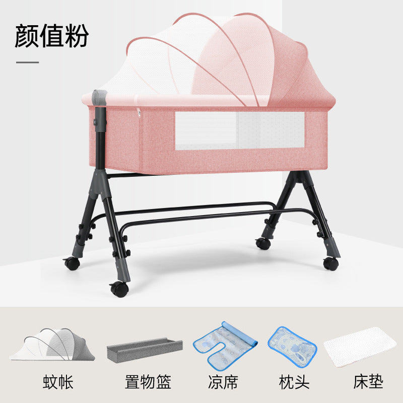 Baby crib convertible bed mobile foldable multifunctional cradle newborn bedside bed cross-border hot-selling baby bed