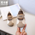 Vancahao girls' retro leather shoes,  autumn new korean style, soft sole casual shoes for children, student flats