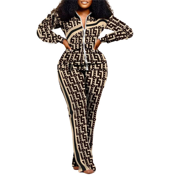 Y5264 autumn and winter European and American women's clothing fashion digital printing trend sports two-piece set