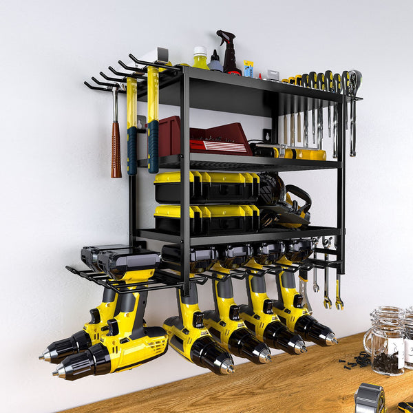 Multi-layer power tool storage rack Wall-mounted hand drill tool rack Garage screwdriver bracket Tool storage rack