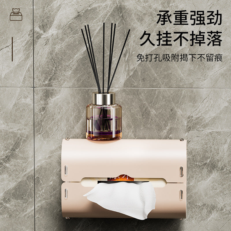 Creative suction cup tissue box, soft rubber tissue storage box, kitchen, refrigerator, bathroom, car non-marking hanging paper box