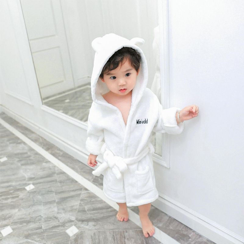 Kids bathrobe coral velvet spring & fallwinter children's bath towel baby boy pajamas boys and girls nightgown home clothes trendy