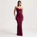 European and american women's clothing  spring new sleeveless ruched waist tie-up dress elegant slim-fit bandeau evening gown