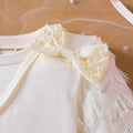 Hot-selling new princess dress for 's international market: solid color, round neck, beaded puff sleeve dress with bow