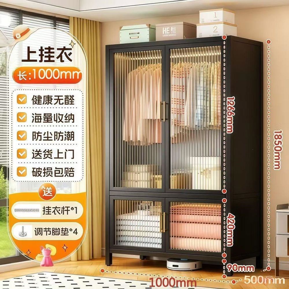 Large capacity steel wardrobe bedroom for home wardrobe rental metal floor standing clothes rack simple assembly storage cabinet