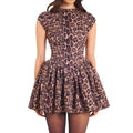 fall/winter new european and american style cross-border women's sexy backless round neck slimming leopard print pleated dress