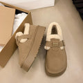 Thick sole birkenstock short snow boots for women fleece-linedheattechpopular slip-on autumn winter2025new arrival bean cotton shoes