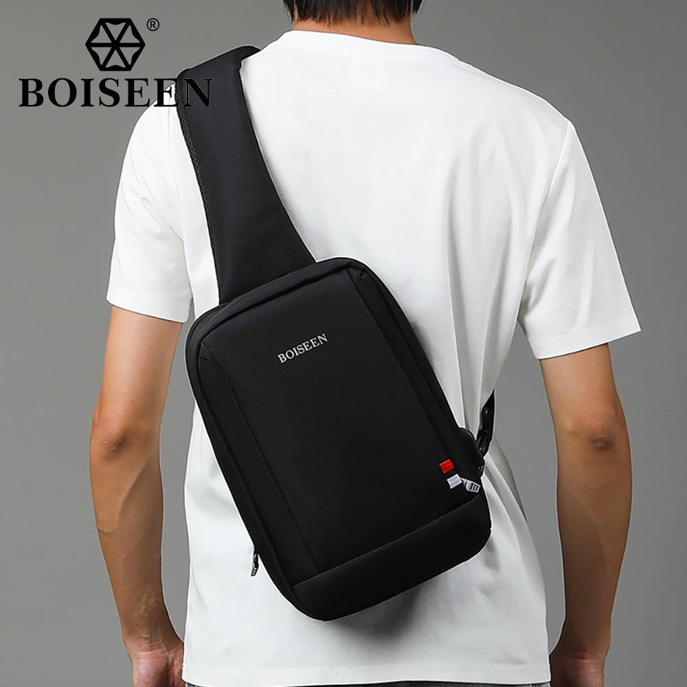 Boiseen New Men's Breast Bag Cross-border Outdoor Travel Storage Bag Large Capacity Crossbody Shoulder Bag Men's Wholesale
