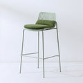 Nordic designer outdoor bar stool - minimalist island chair with plastic & iron backrest - high bar stool for cafes & restaurants