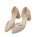 2021 summer new women's closed-toe sandals korean style pointed toe square heel chunky heel women's shoes one-strap buckle fashion sandals export