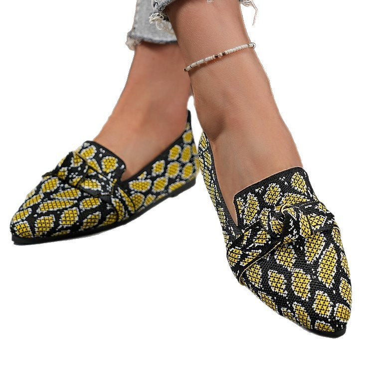 Exportplus sizelightweight pointed toe bean shoes for women spring autumnew arrivalbowsplaidcasualflatsin stockwholesale