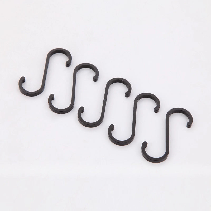 Space aluminum solid s-shaped hook kitchen utensil hook kitchen storage rack small hook accessories movable s-shaped single hook pendant