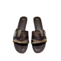 Za2024summer new women's shoes beaded flat bottom fashion sandals casualoutwear color matching one-line women's shoes