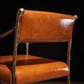 French medieval style armchair classy oil wax leather iron metal chair solid iron forged single sofa casual chair