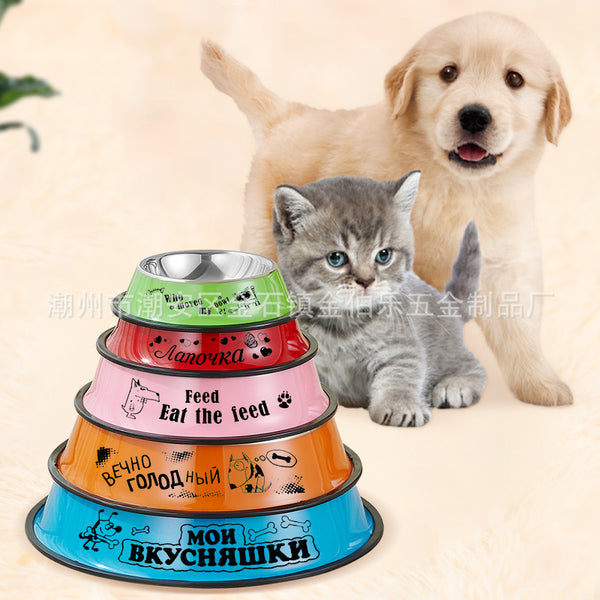 Small large dog dog water bowl pet rice basin food basin dog bowl cat bowl anti-knock stainless steel dog basin dog food bowl