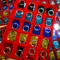 A box of 20 electroplated square phone stands, high-gloss square phone holders, 8-color round 360-degree rotating ring holders