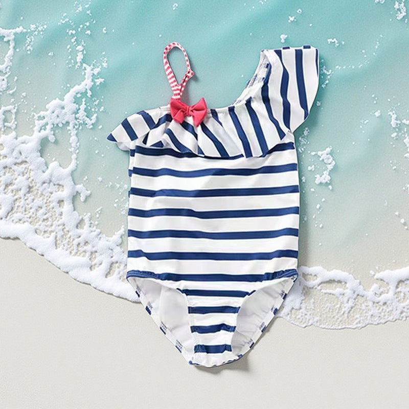 Kids swimsuit baby girl swimsuit cutestripes swimsuit girl one piece ins korean girl swimsuit ins style