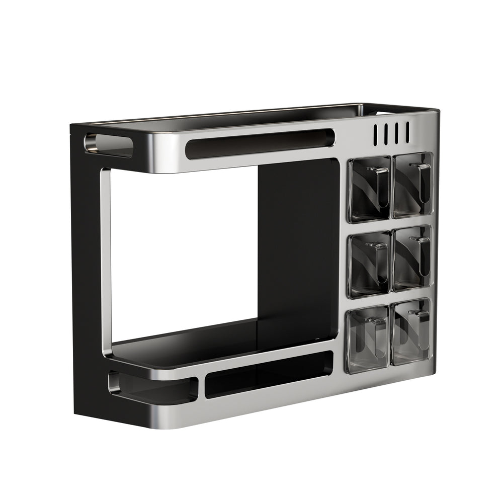 Kitchen wall-mounted organizer rack for oil, salt, sauce, vinegar, and condiments - multi-functional, punch-free, home storage