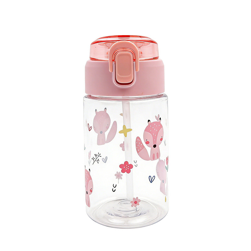 Cute printed kids' water bottle - portable, drop-proof, cartoon plastic cup - stylish and adorable sports tumbler