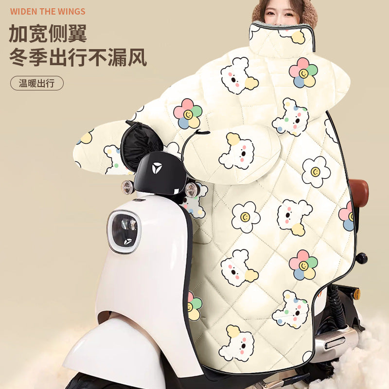 Electric vehicle battery car windshield quilt fleece-linedthickened plus size winter motorcycle cover waterproof cold cover waterproofthickened