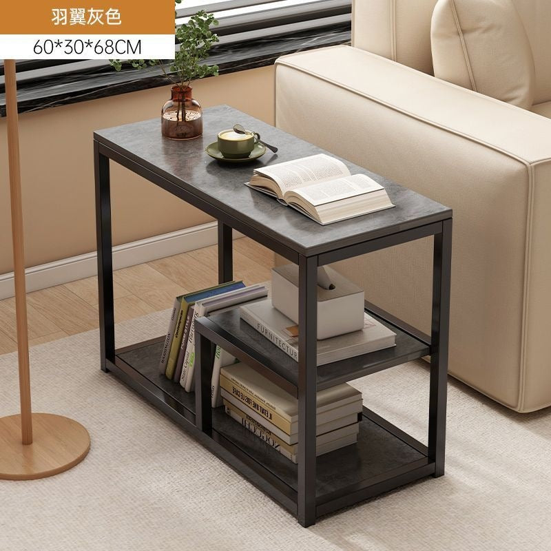 Mobile coffee table multifunctional storage table small apartment living room home iron sofa side table bedroom mobile bedside table