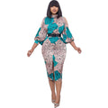 fashion african women's digital printing long sleeves waist bag hip professional style fashion dress special price
