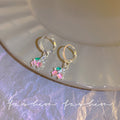 Spring pink cherry earrings 2026 niche style ear cuffs fashionable elegant sweet forest style accessories