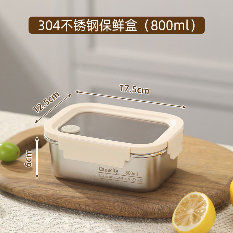 304 stainless steel rectangular lunch box with lid - food container for picnics, bento boxes, and refrigerator storage