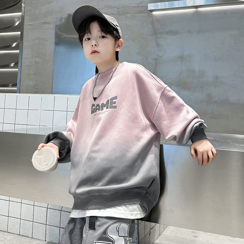 Boys' fall fashion streetwear sweatshirt - new  autumn collection - big kids' long-sleeve top - korean style, cool & trendy